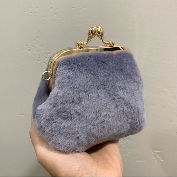 Genuine Shearling Leather Handmade Top Handle Metal Frame Bag & Small Clutch Set - Picture 15 of 16